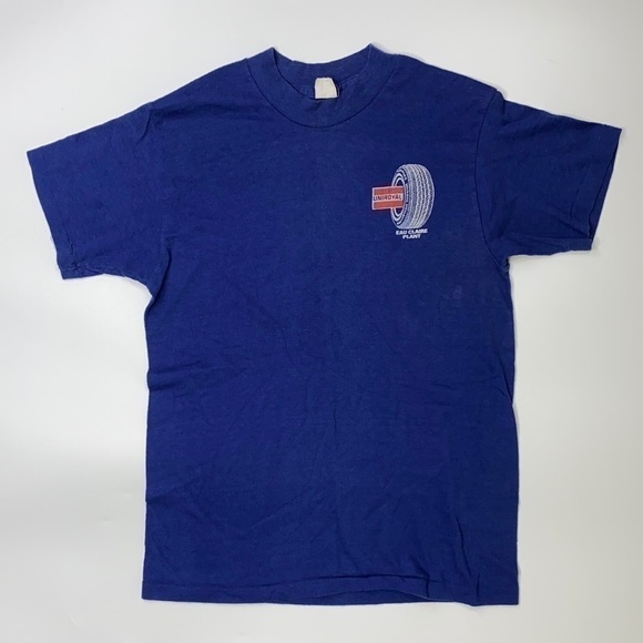 Vintage Uniroyal Eau Claire Plant Blue Tshirt RARE Medium - Picture 1 of 7